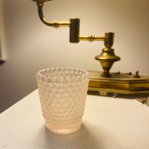 Vintage 1970's Pale Pink Glass Hobnail Candle Votive